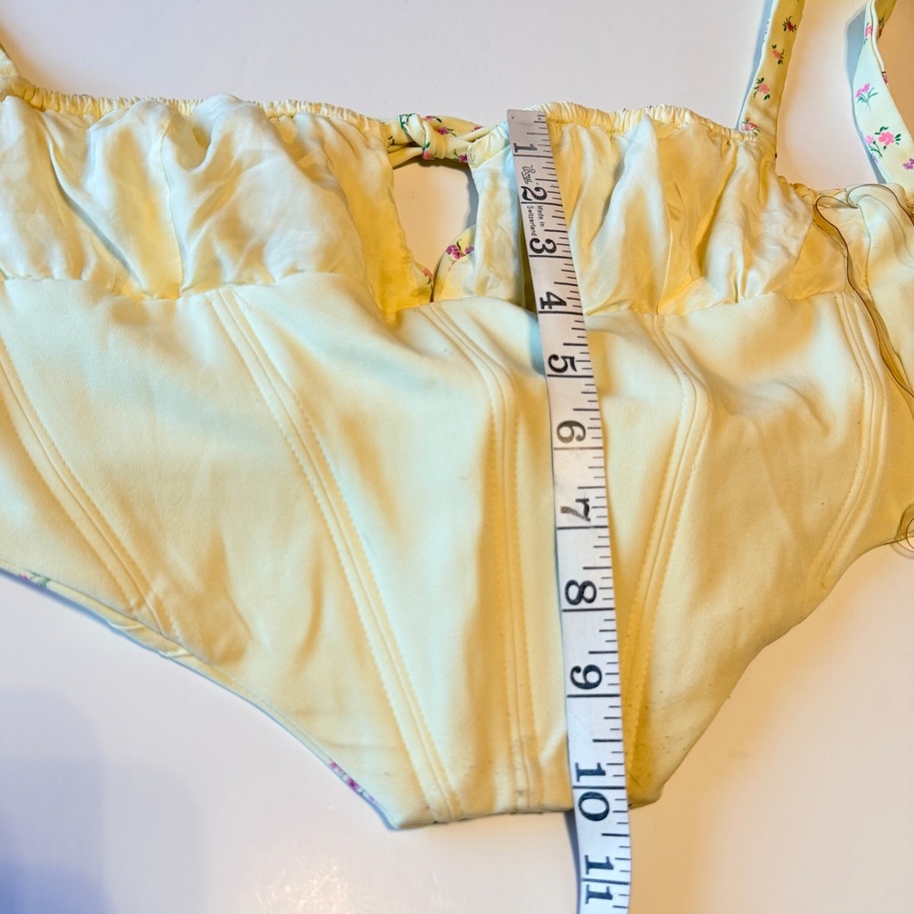 House of CB Gene corset Top size S lemon yellow and floral print - Picture 4 of 14